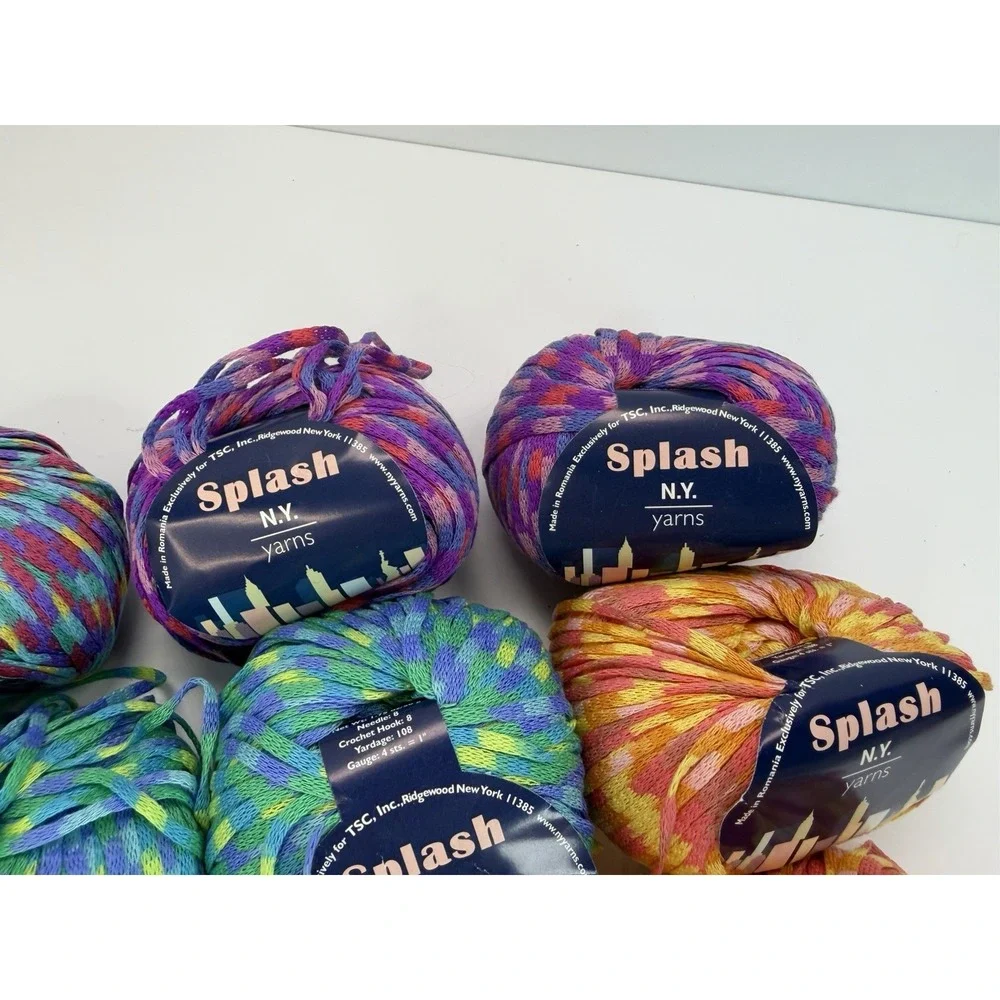 Splash N.Y. Yarns Lot Of 12 Ribbon Variegated 100% Acrylic Made In Romania